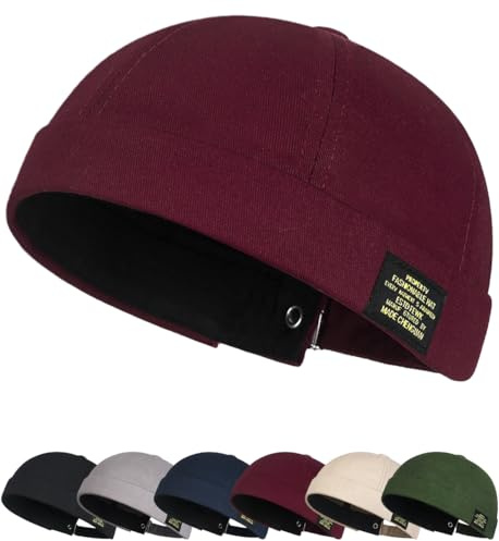 Gorro Docker Hombre Sombrero Docker sin Visera Pescador Gorras de Hombre Retro de Hip-Hop Docker de Algodón Ocala Verano Cierre autoadherente Primavera Verano el año Cómodo Práctico