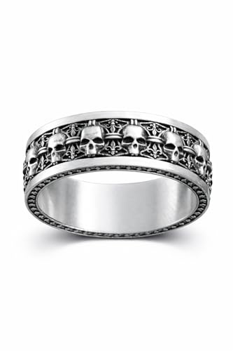 MEMENTO MORI Ring 925 Sterling Silber Herren, Gravur Ring mit Lateinischer Inschrift, Silberring für Männer, Symbol für Vergänglichkeit, Bewusstes Leben und Stärke