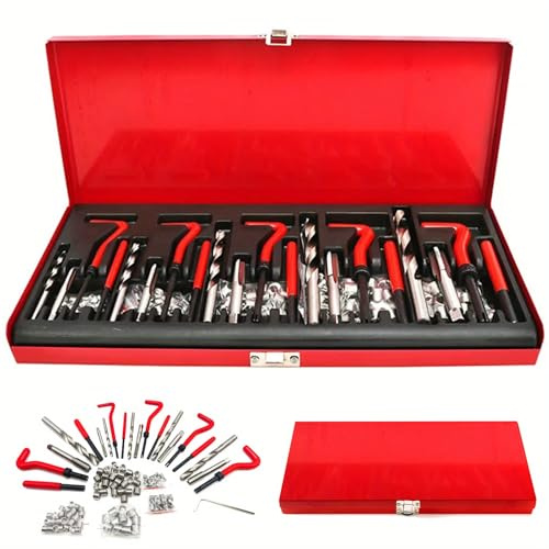 Mautopily 131-tlg. Gewindereparatur Set M5 M6 M8 M10 M12, Metrisches Gewindeschneider Set mit HSS Bohrern & Edelstahl Gewindeeinsätzen, KFZ Werkzeug für Motorblock Ölwanne Aluminium