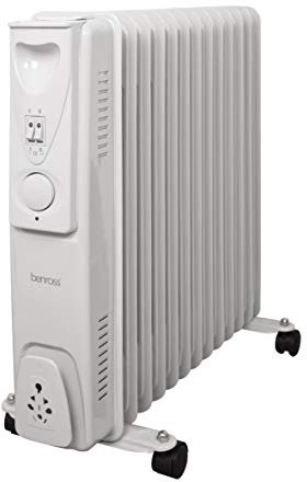 Benross 46770 Portable 13 Fin Oil Filled Radiator/Adjustable Thermostat/Automatic Overheat Protection/Cool Touch Carry Handle / 2500W / White
