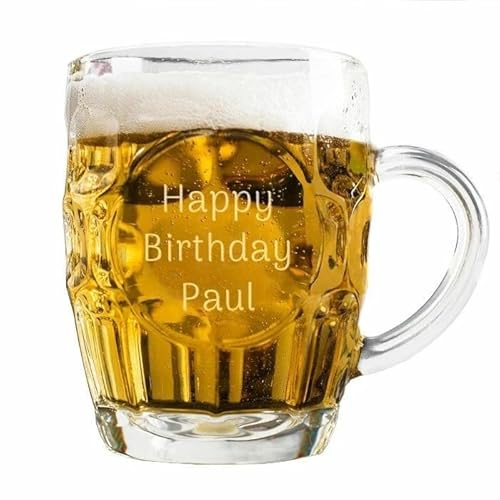 County Engraving Personalised Dimple Glass Tankard Gift for Father's Day, Anniversaries, Birthdays and Christmas - Enter Your Own Custom Text