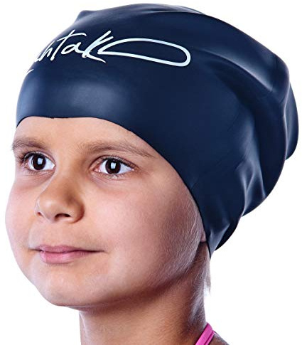 Cuffia da Nuoto per Bambini per Capelli Lunghi – Per Bambine e Bambini con Capelli Lunghi, Ricci, Trecce o Dread, Non Stringe, Non Stressa – 100% Silicone Ipoallergenico Impermeabile (Nero M)