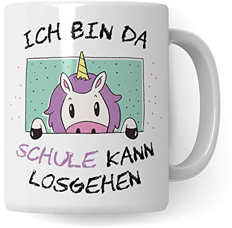 Pagma Taza escolar 2020, regalo para niña, comienzo escolar, comienzo escolar, 1 Taza de té decorativa para día de escuela, regalo de escuela, contenido: unicornio
