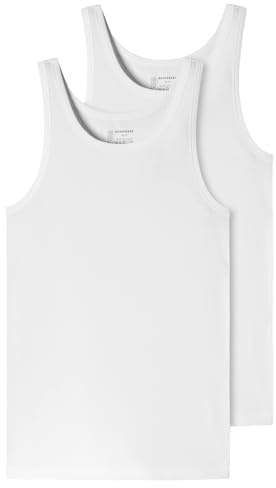 Schiesser 2 Pack Maglietta Intima da Uomo Senza Maniche in Cotone Biologico – 95/5 Organic, Bianco_176038, L