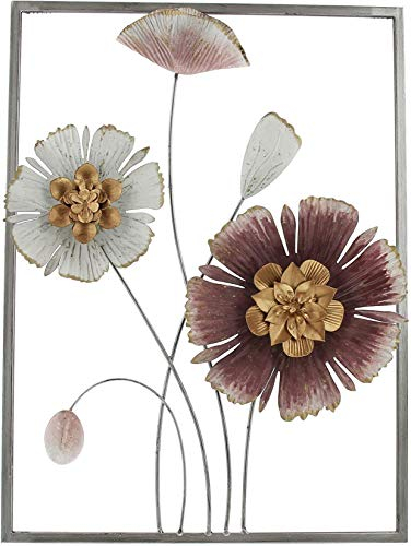 Dekoleidenschaft 3D Wandbild Metallblüten aus Metall, 38x50 cm, Wandschmuck, Wanddeko, Wandverzierung, Deko-Objekt