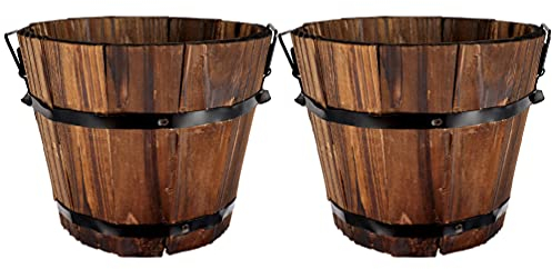Cabilock 2stücke Holzfass Blumentopf Für Sukkulenten Dekorative Pflanzgefäße Massivem Karbonisiertem Für Garten Und Balkon