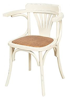 Biscottini Chaise Salle à Manger en Bois 77x42x45 cm - Rotin et Cuisine - Style Bistrot