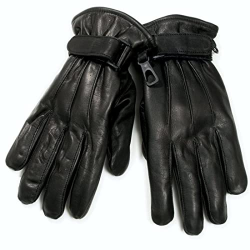 Görtrud Lederhandschuhe Herren gefüttert, schwarz (M)