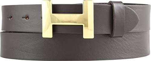 BELTINGER Damen-Gürtel HANNA aus Vollrindleder 3 cm | Schmaler Ledergürtel für Damen 30mm | Gold glänzend | Braun 85cm