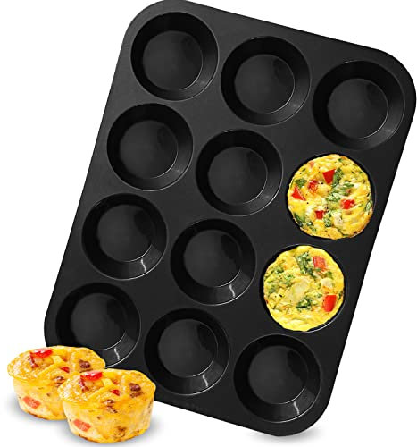 Walfos Silikon-Muffinform für 12 Tassen, antihaftbeschichtet, Cupcake-Pfannen, Silikon-Backformen, antihaftbeschichtet, Muffin-Cupcake-Dose, BPA-frei, 100 % lebensmittelecht