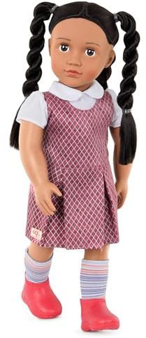 Our Generation Schülerin Puppe Frederika - Bewegliche 46 cm Puppe mit Kleidung und Zubehör - Schulkleid und geflochtene Haare - Spielzeug ab 3 Jahren