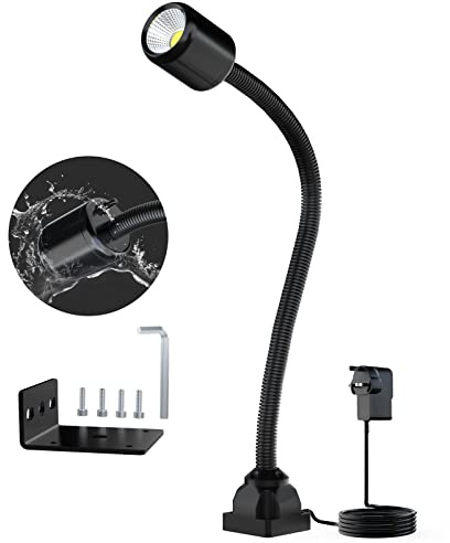 Led Machine Light,8W Led Lamp, IP65 Water Proof Flexible Gooseneck Lamp 880 Lumens for Lathe Milling, Drill Press, Industrial Lighting [Energy Class A+++]