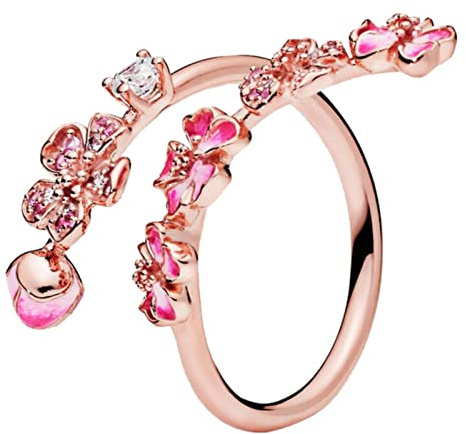OKGD Original Butterfly Gemstone Peach Blossom Layered Three-ring Ring Matching Sterling Silver Ring European Jewelry-9,3