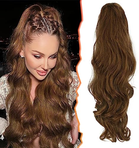 BARSDAR Wellige Locken Pferdeschwanz Haarverlängerung, 50 cm lange lockige Krallen Clip in Pferdeschwanz Nnatürlicher Synthetischer Haarteil Ponytail Extension für Frauen und Mädchen