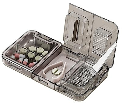 Tablettenteiler für Kleine Pillen und Große Pillen,Tablettenmörser mit Depotfach, Tabletten Zerkleinern Mörser,Tablettenzerkleinerer Ablettenmörser Pillenmörser Medikamentenmöser Pill crusher Grinder
