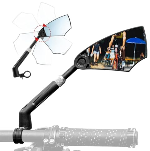 ROCKBROS Cykelspegel 360° roterbar & vikbar cykelbackspegel för MTBs, racercyklar, elcyklar, elsparkstyre, diameter på 20–23 mm, slagtåligt äkta glas höger