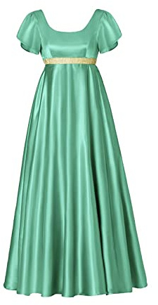 kinstell Vestidos de Regencia para mujer, vestido de satén vintage de los años 1800, vestido de regencia con fajín, vestido de té victoriano para fiesta