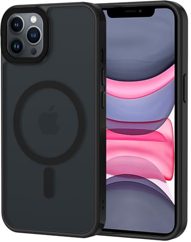 XTCASE für iPhone 11 Pro Hülle Magnetisch kompatibel mit Magsafe, Schwarz | Induktives laden, Matt Transluzente, Stoßfest Kratzfest