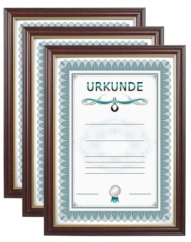 IDEAL TREND 2er 3er 5er 10er Pack Dokument Bilderrahmen 21x29,7 DIN A4 Urkunde Foto Rahmen: Farbe: 3er Pack Mahagoni