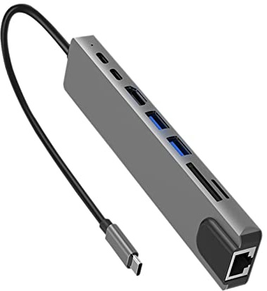 Adaptador auxiliar multipuerto USB-C HUB 8 en 1 a HDMI 4K USB 3.0, Plug and Play