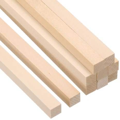 PATIKIL Bastoni in Legno per Dadi da 3/8 Pollici, 10 Pezzi di Bastoni in Legno Quadrati da 6 Pollici Non Finiti per Fai da Te e Articoli per l'Artigianato
