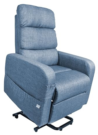 PEPE Mobility Fernsehsessel mit Aufstehhilfe Elektrisch (Leinengewebe), Relaxsessel mit Liegefunktion, Seniorensessel für Wohnzimmer, TV Sessel mit Liegefunktion bis 130°, Blau