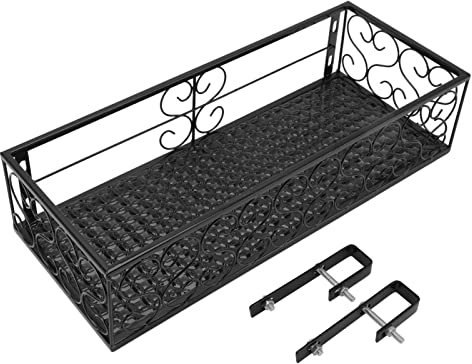 Portafiori da Balcone, Fioriere Sospese, Appendiabiti per Vasi da Fiori Sospesi, Portafiori da Balcone Appendiabiti per Vasi da Fiori Sospesi Recinzione in Ferro Battuto Davanzale Interno Mensola(S)