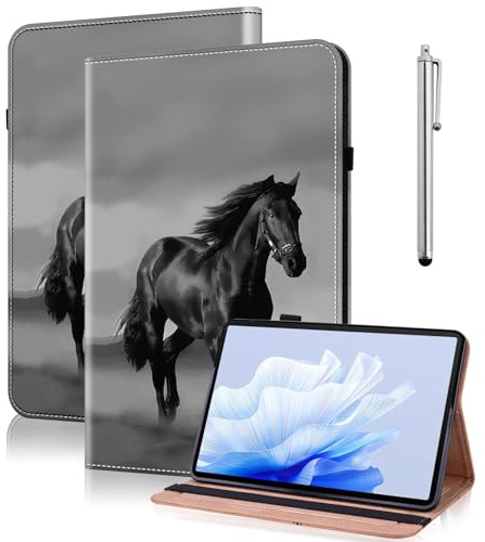 TUOLISG Funda para Samsung Galaxy Tab S6 Lite 10.4 2024/2022/2020, Folio Flip PU Cuero Tablet Funda para Galaxy Tab S6 Lite SM-P610/P613/P615/P619/P620/P625/P627, caballo negro