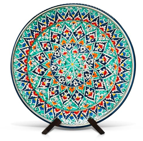 ZARENHOFF Lagan - Ø 42 Orientalischer Lagan Ляган Rischtan Keramik Teller Servier-Schale handbemalt (42 cm)