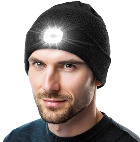 KEZKALS Geschenke für Männer/Frauen, Mütze mit LED Licht, Wiederaufladba LED Mütze Herren Damen Winter, Wintermütze Beanie Herren Damen, Adventskalender Füllung Männer Geschenke für Männer Weihnachten