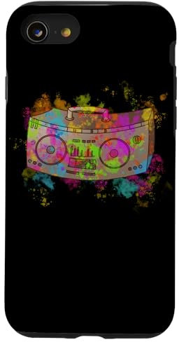 Hülle für iPhone SE (2020) / 7 / 8 Bunte Boom Box Ghetto Blaster 70er 80er 90er Y2K