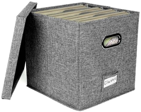 Förvaringsbox för vinylskivor - Förvaringsfodral för vinylalbum, DJ Record Box LP-skivor, förvaringsväska för vinylskivor, rymmer 50 vinylalbum för skivälskare