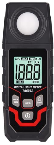 Weytoll Digital Luxmeter, 0~200.000 Lux und LCD Display Luxmeter, Lux-/FC-Einheitenauswahl Digital Lux Meter, Photometer Belichtungsmesser, Reaktion und Daten halten, Mit Deutscher Bedienungsanleitung