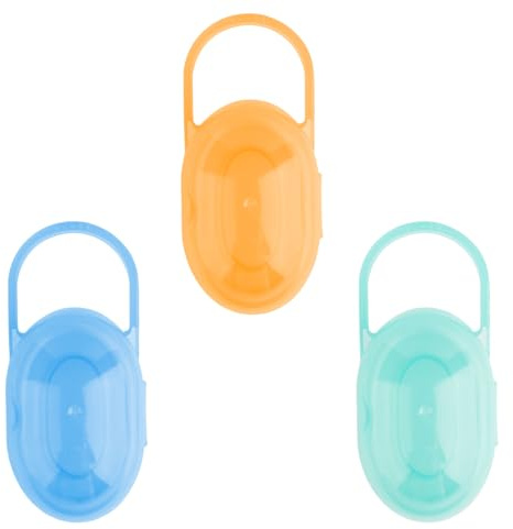 GroveEss 3PCS Pacifier Cases,Dustproof Dummy Container Holders with Portable Handle,Safe Travel Soother Pacifier Storage Box