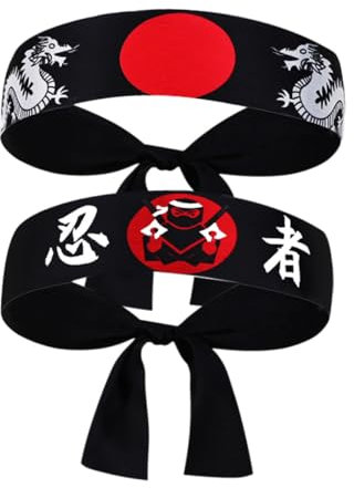 Garneck Japanisches Karate Stirnband 2 Stück Weiches Hachimaki Für Sushi Meister Bequemes Koch Stirnband Aus Polyester Traditionelles Japanisches Design Für Karate Und Küche