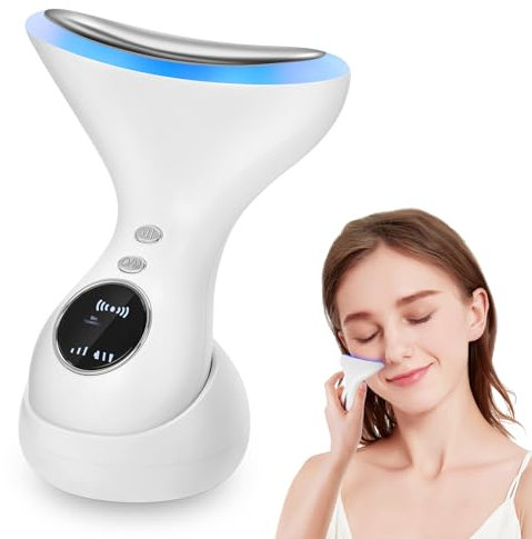 Dispositivo di Bellezza Antirughe, Lifting del Collo, Dispositivo di Massaggiatore del viso con 4 modalità, Riduce il Doppio Mento, Massaggio viso EMS per il Sollevamento e il Rassodamento Anti-Età