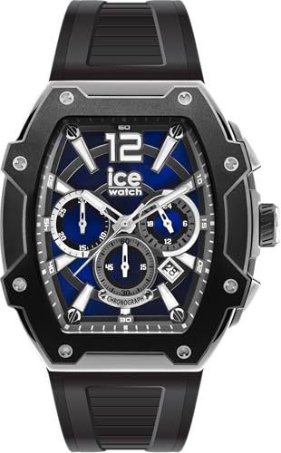 ICE-WATCH - Ice boliday Black Blue Silver Steel - Montre Noire pour Homme avec Bracelet en Silicone - 024364 (Large)
