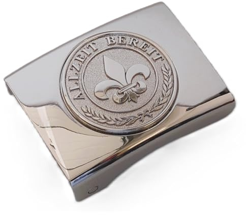 GravurManufakturBerlin Lucchetto di accoppiamento Scout segno di Giglio Allzeit Pronto, argento, Für 4,5 cm breite Koppelgürtel
