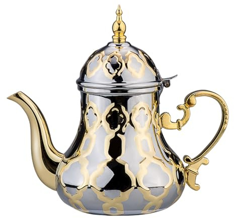 Marokkanische Teekanne, 1,2 l, arabischer Stil, Edelstahl, marokkanisch, traditionell, religiöser Stil Teapot