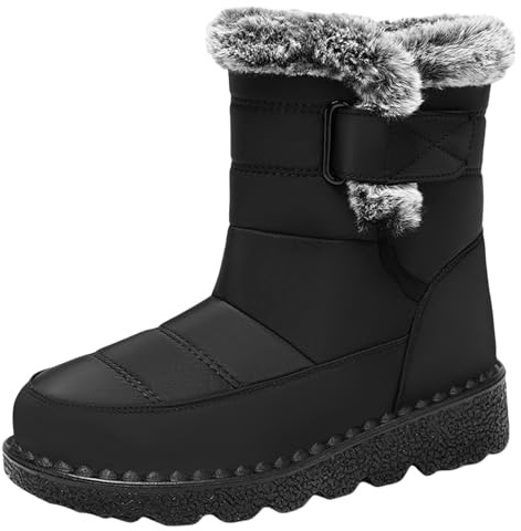 MEIbax Bottes Neige Femme Hiver Chaussures Fourrées Chaude Impermeables Bottines Comfortable Antidérapantes Mode Chaussure Résistantes Bottes de Randonnée (Black, 38)