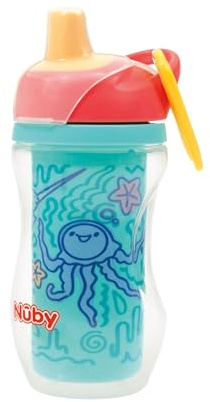 Nuby Thermobecher Easy Grip | inkl. Strohhalm | Meeresmotive | 270ml | 6+ Monate