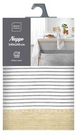 Douceur d'Intérieur, Nappe Rectangle (140 x 240 cm) Iliade Blanc, Coton & Polyester Tissé
