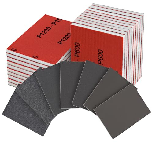 21 Pcs Sanding Block Grit Pads 180-2000 Assortment Kit, Sunoyar Sandpaper Soft Foam Pads Dry Wet, Fine Grit Sanding Sponge for Wood Furniture Drywall Plastic Metal Paint