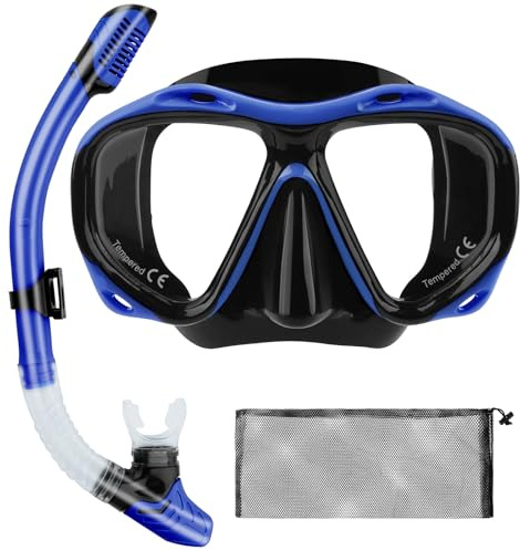 Yomaido Set de esnórquel para adultos, con gafas de buceo y tubo seco, color azul