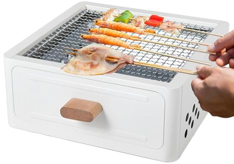 Barbecue portable au charbon de bois, barbecue de table avec bac à charbon de bois extensible, barbecue à fumée foyer de camping, table de barbecue au charbon de bois pour la cuisine la