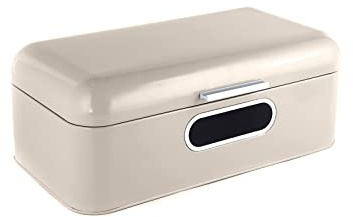 Echtwerk stilvoller Brotkasten, Retro-Brotbox aus Metall mit Sichtfenster, Platzsparende Aufbewahrungsbox, Creme, 42,5 x 23,8 x 17 cm