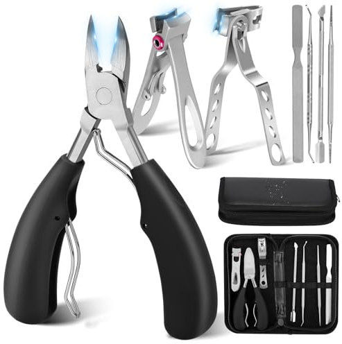 Nagelzangen für Fußnägel Profi Set, 7-in-1 Fussnagel Pflege Set, Nagelzange Nagelknipser für Dicke & Eingewachsene Fußnägel, Nagelknipser Eckenheber Fußpflege für Senioren Herren Männer