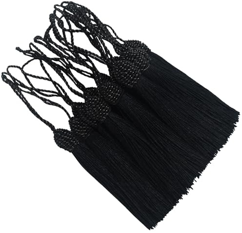 20 Stück 15.5cm Quasten Anhänger Handgefertigtes Basteln-Schwarz | Quasten mit Schleife für DIY Lesezeichen,Schmuckherstellung,Ohrring,Girlanden Deko,Schlüssel,Taschen und Souvenir