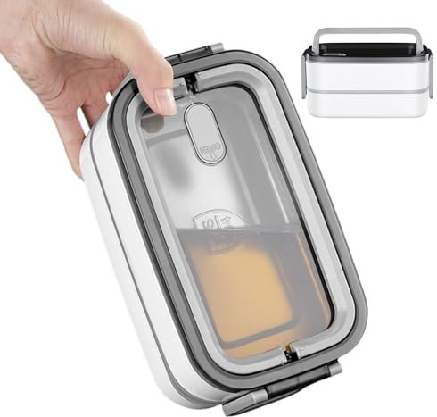 Contenitore alimentare isolato in acciaio inossidabile, scatola per il pranzo termico - Contenitore di stoccaggio per pasti a 2 livelli con manico,Insalata resistente alle perdite per il viaggio da pi
