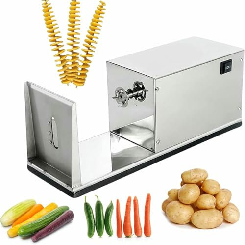 VYUJHNBG Affettatrice elettrica a Spirale per Patate, affettatrice Automatica per Patate allungabili, Macchina elettrica a Torre per Patate